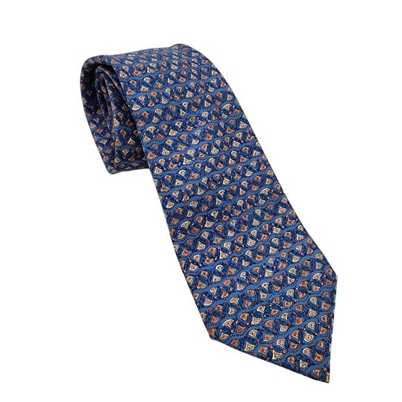 Hermes Paris 100% Silk Tie Blue - Picture 1 of 5